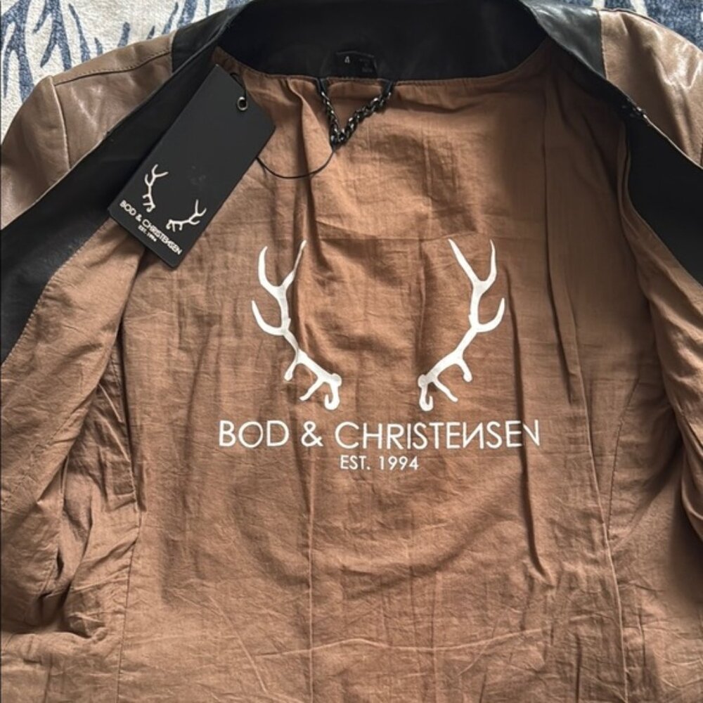 Bod &Christensen Brown Tailored Style Leather Blazer Jacket NWT - Picture 6 of 16